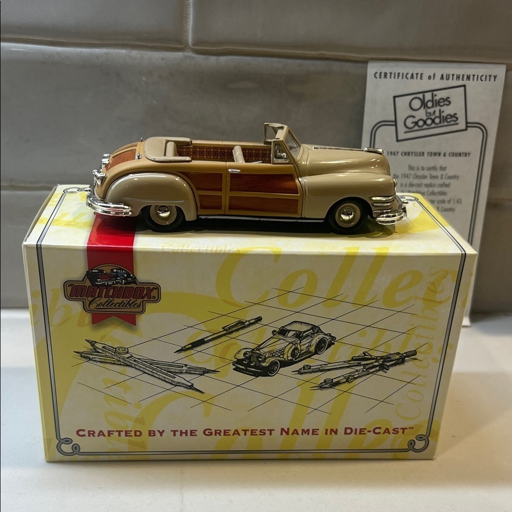 Matchbox Collectibles 1947 Chrysler Cream and Brown Die-Cast Convertible DINKY